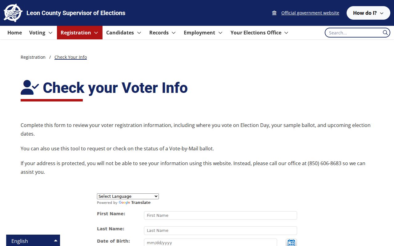 Leon County residents directory voter information lookup