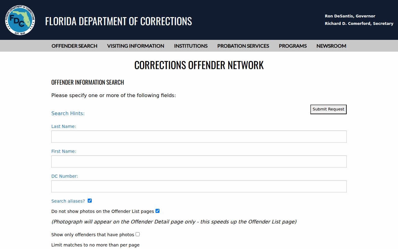 Leon County residents directory Florida corrections search