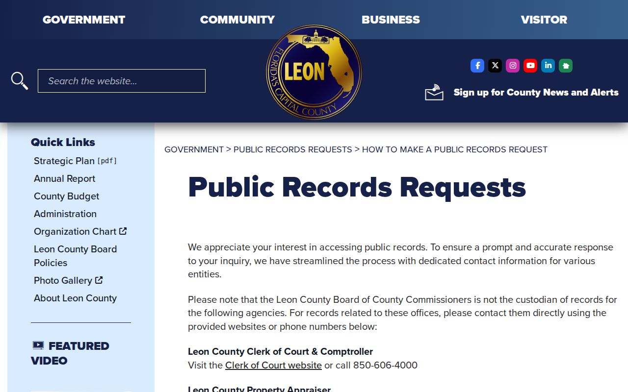 Leon County neighbors public records request guidance