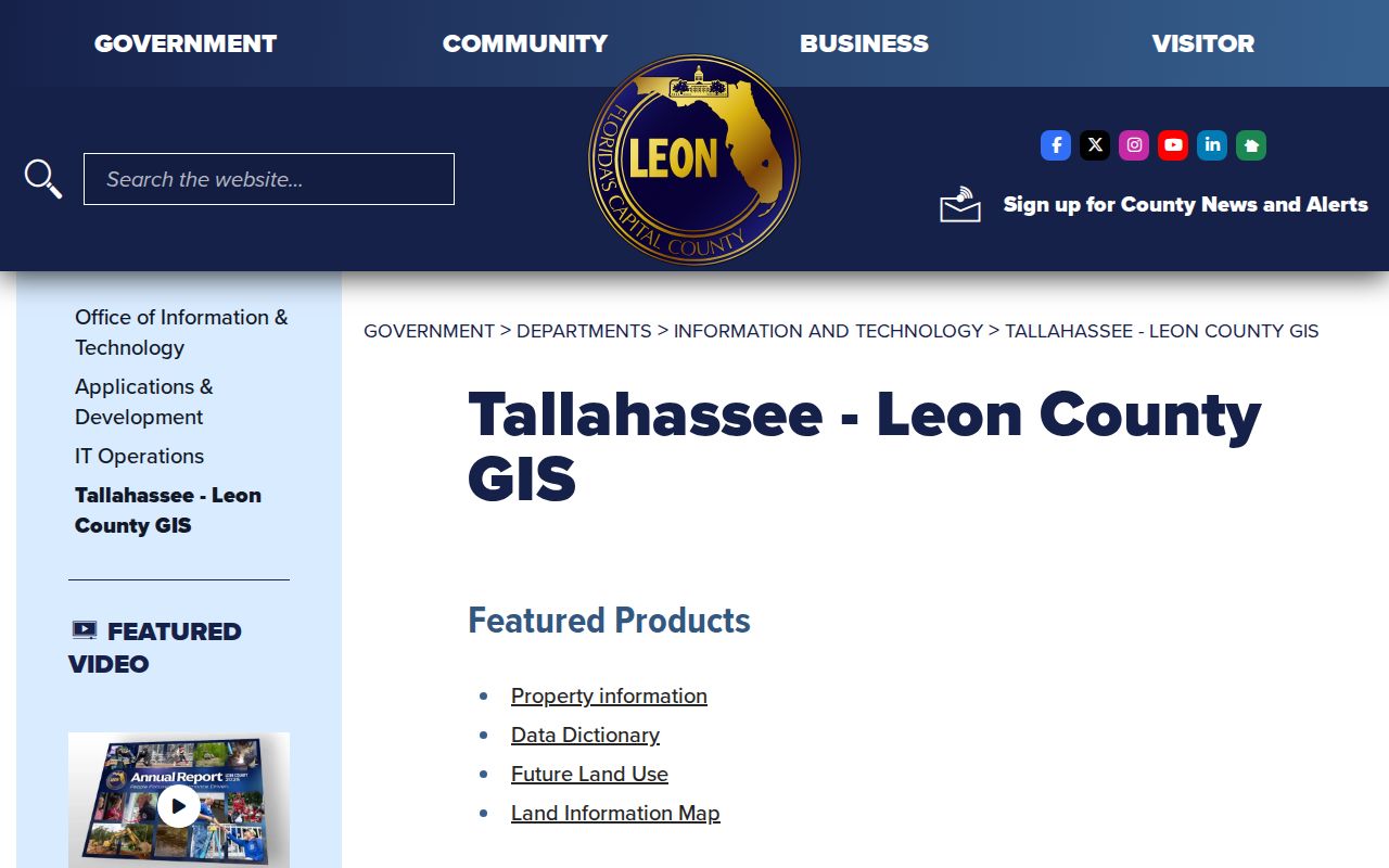 Leon County street directory official GIS information page