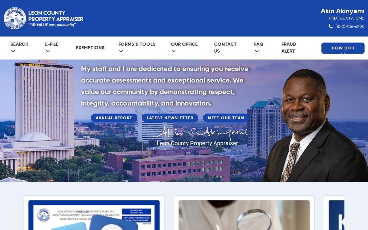 Leon County street directory Property Appraiser entry page